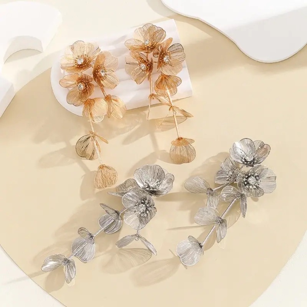 Zara Fashion Kate Middleton Flowers Floral Cascade Drop Statement Earrings - Picture 12 of 16